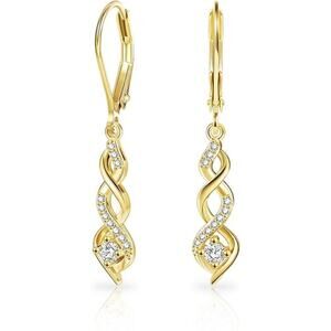 Sterling Silver Drop Cubic Zirconia Hanging Dangle Earrings for Women